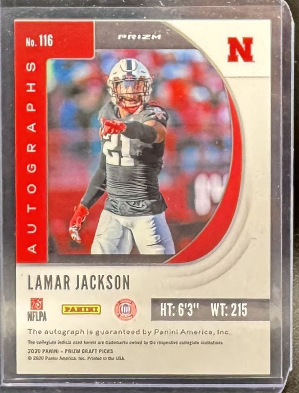 2020 Panini Prizm Draft Picks Lamar Jackson Signed Rookie Card - 2