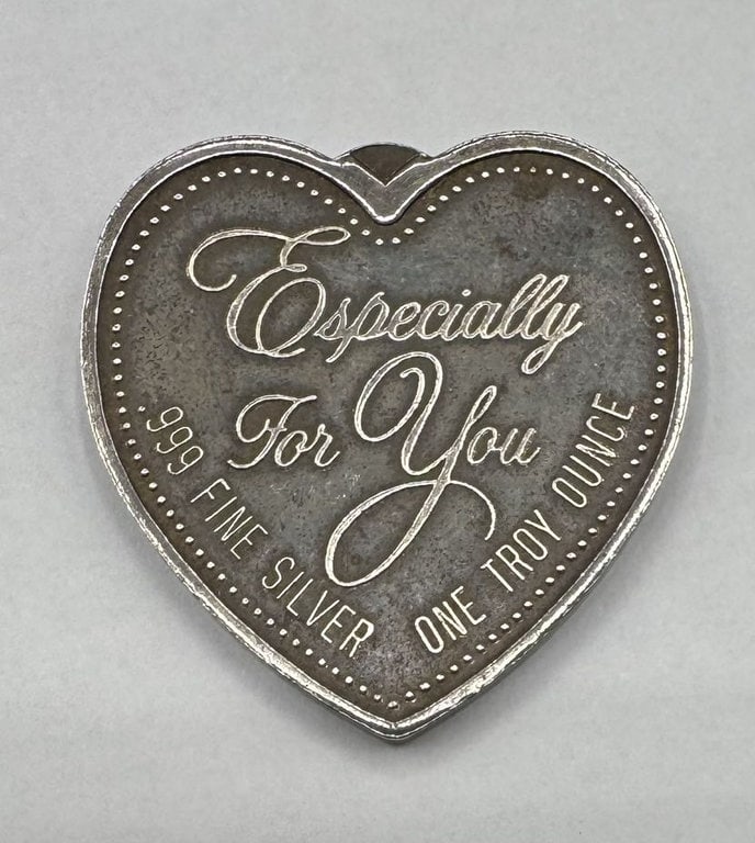 1 Troy Ounce .999 Fine Silver Heart Shaped - 2