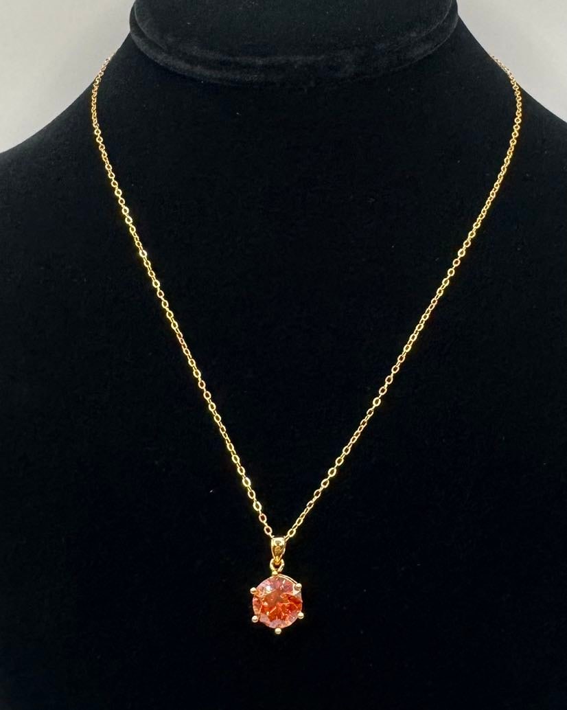 Orange-Red Moissanite Solitaire Necklace - 2