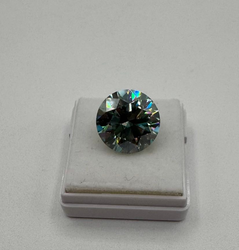 10.00ct Round Brilliant Cut Blue Moissanite - GRA Certified - 2