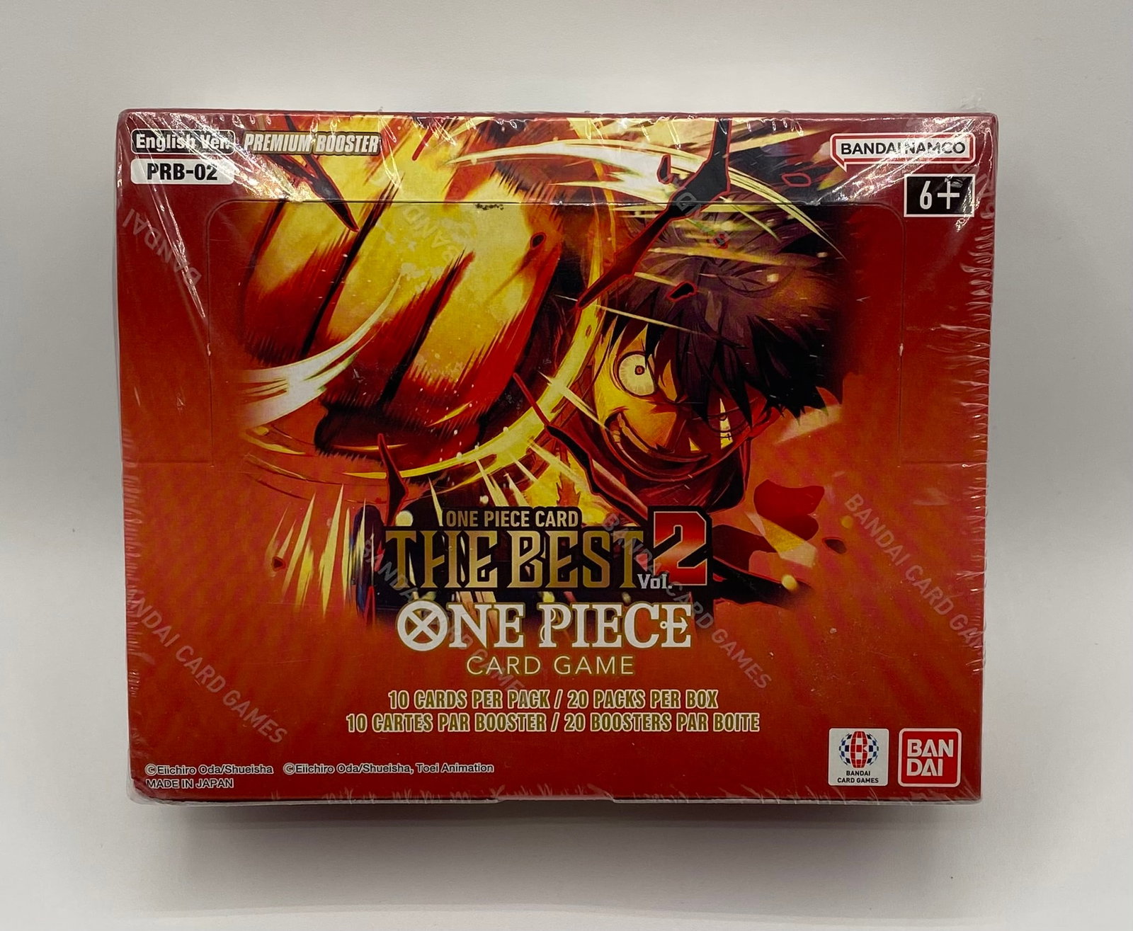 One Piece Card Game Premium Booster The Best Vol. 2 Box Sealed: Manufacturer: Bandai Set/Series: Premium Booster "The Best Vol. 2" [PRB-02] Language: English Version Configuration: 20 Booster Packs per Box / 10 Cards per Pack Condition: Factory Sealed Scope of