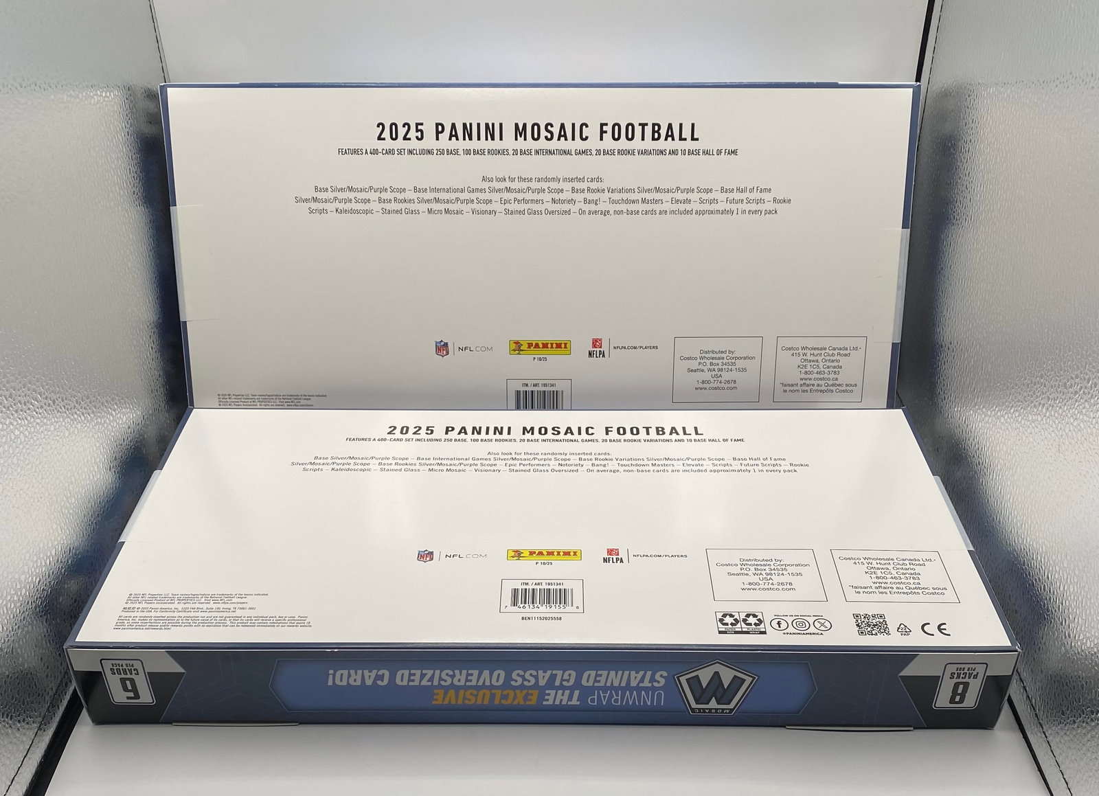 Two 2025 Panini Mosaic NFL Trading Cards Mega Box - 2