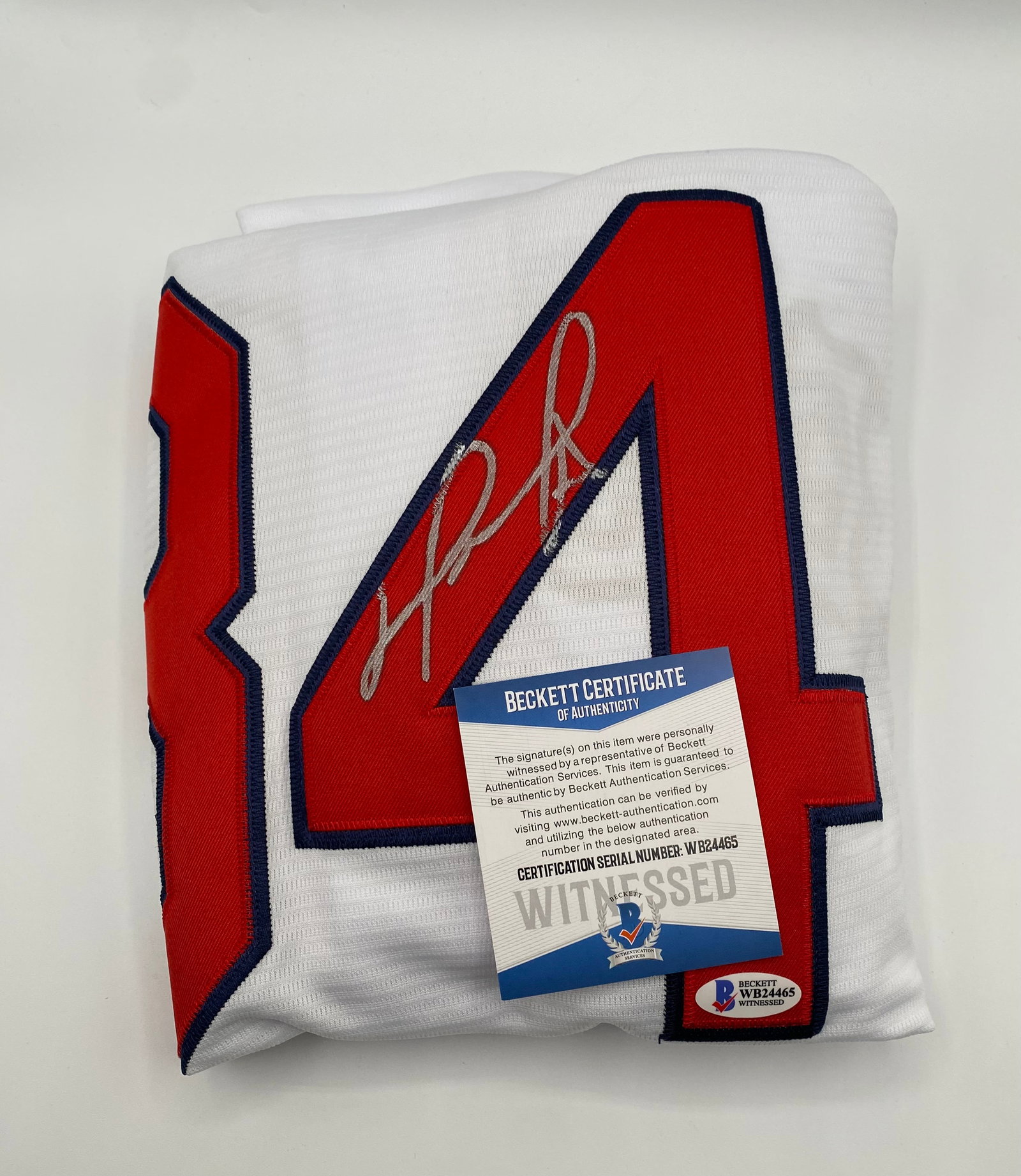 Albert Pujols Autographed Jersey – Beckett Witnessed COA: Up for auction is a custom baseball jersey boldly autographed by future Hall of Famer and 700-Home Run Club member, Albert Pujols. The signature is rendered in striking silver paint pen directly on