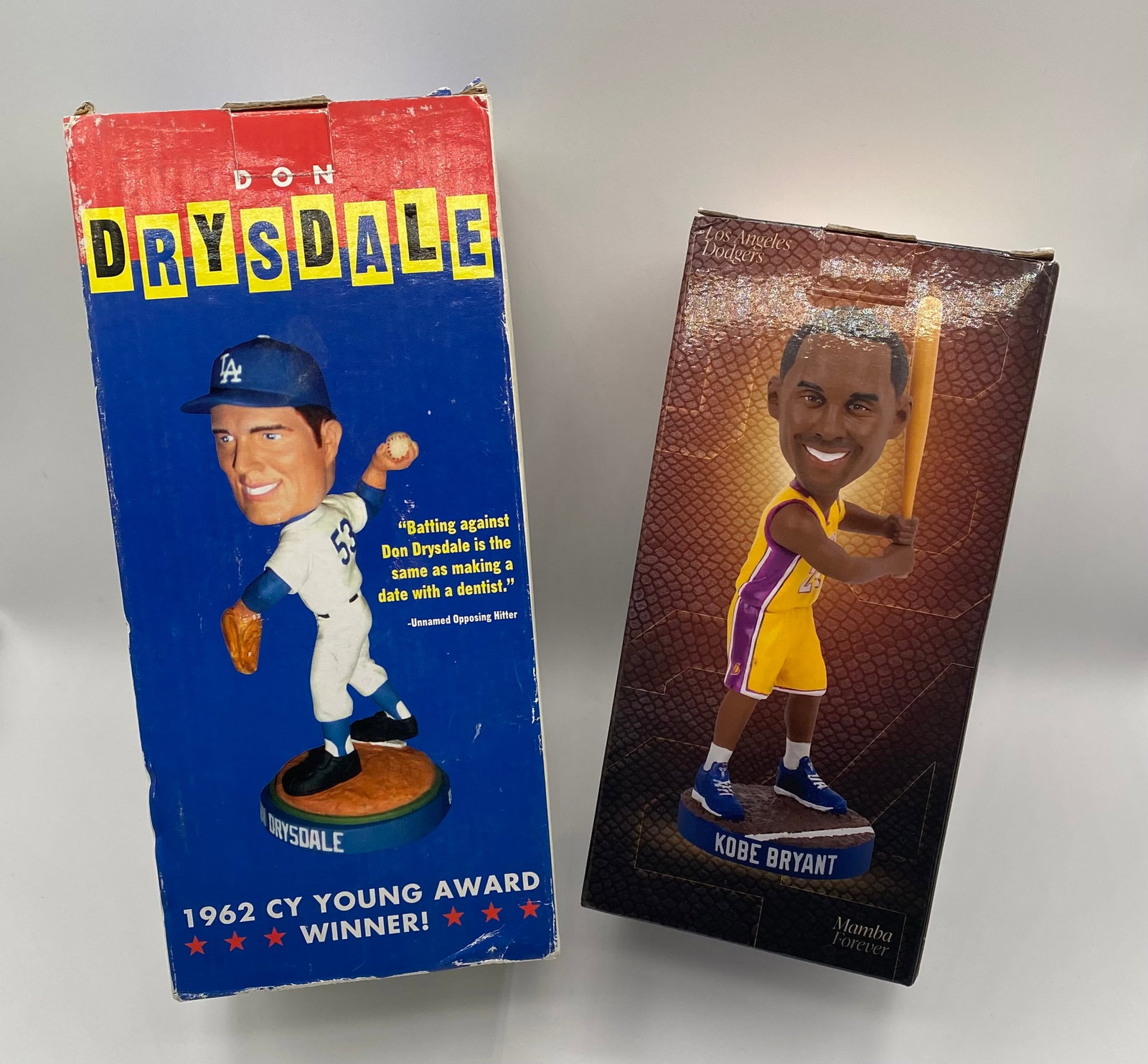 Pair of Los Angeles Sports Bobbleheads: Don Drysdale & Kobe Bryant "Mamba Forever" Dodgers SGA - 2
