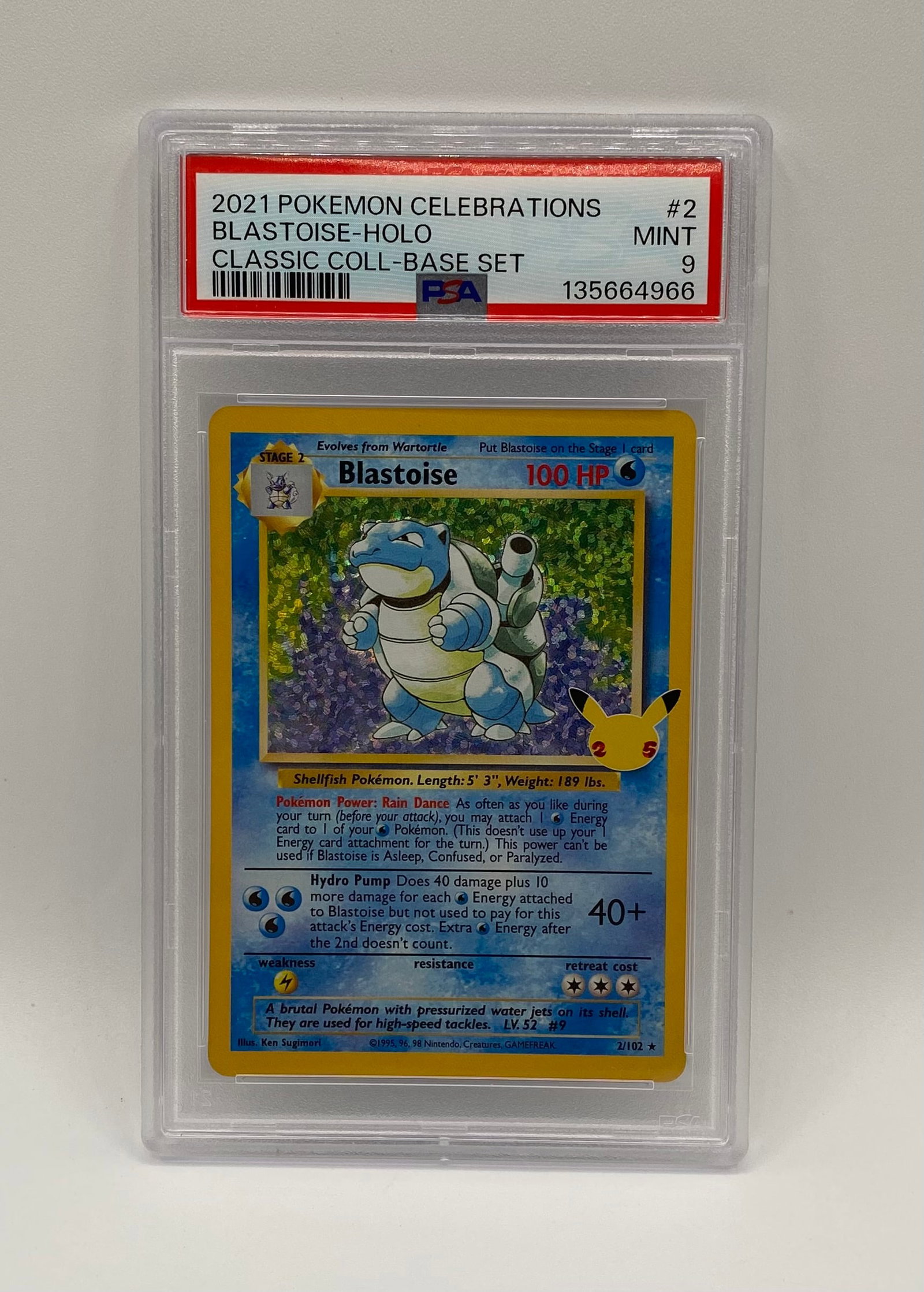 2021 Pokémon Blastoise Holo PSA 9: 2021 Pokémon Celebrations Blastoise Holo #2 Classic Collection – PSA MINT 9