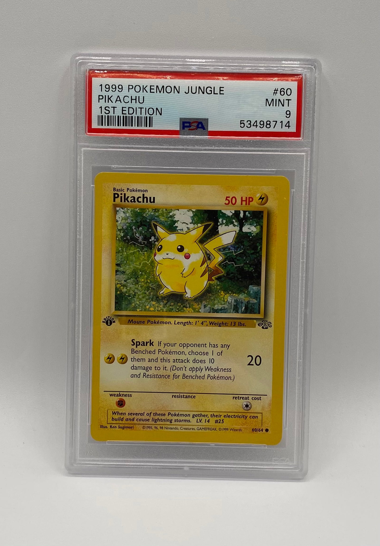 PSA 9 1st Edition Pokemon Pikachu: 1999 Pokémon Jungle Pikachu 1st Edition #60 – PSA MINT 9 – Vintage WOTC