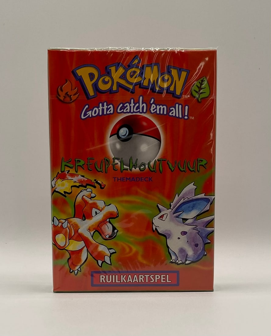 Rare 1999 Pokémon Dutch Brushfire Theme Deck - Sealed: 1999 Pokémon TCG Dutch Base Set "Kreupelhoutvuur" (Brushfire) Theme Deck - Sealed