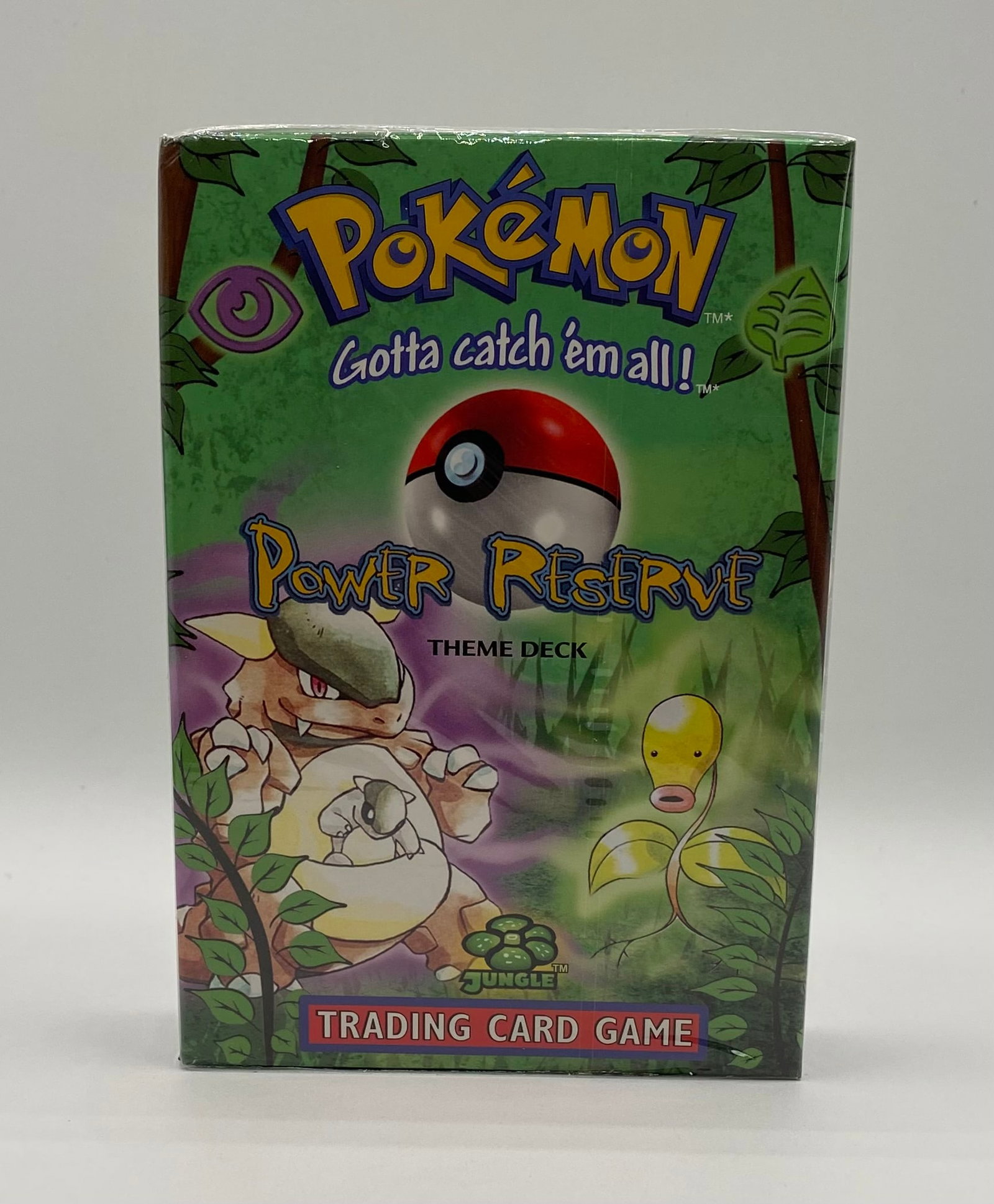 1999 Pokémon TCG Jungle Power Reserve Sealed Theme Deck: A piece of original Poké-mania history: an original factory-sealed Pokémon Trading Card Game "Power Reserve" theme deck from the iconic 1999 Jungle expansion. Produced by Wizards of the
