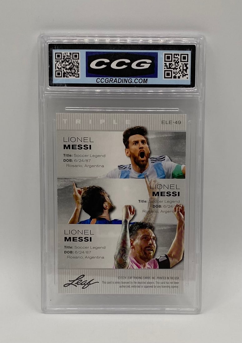 2024 Leaf Triple Soccer Lionel Messi Career Multi-Image Tribute card - 2