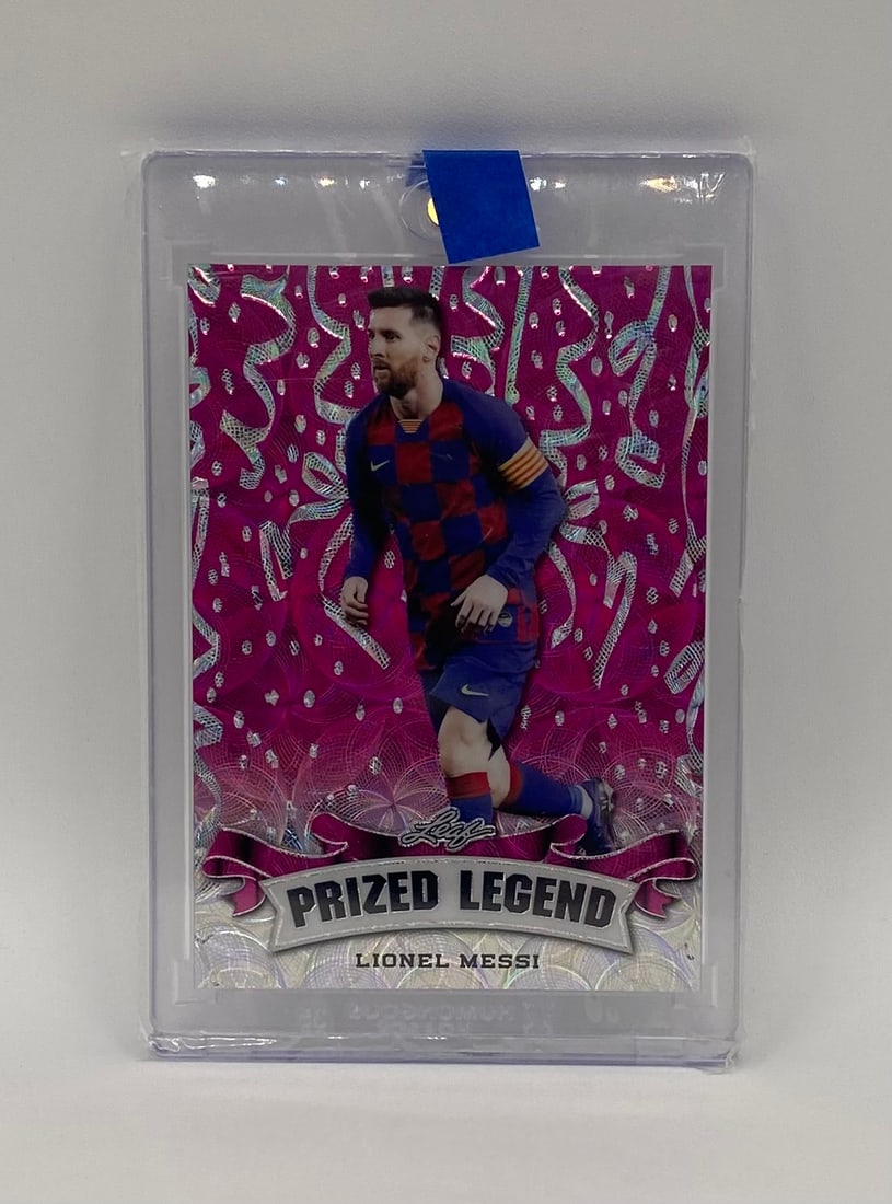 2024 Leaf Prized Legend Lionel Messi Magenta Wave Sparkle /10: Manufacturer: Leaf Trading Cards Year: 2024 Card Series: Prized Legend Insert Parallel/Insert: Magenta Wave/Ribbon Sparkle Refractor Featured Player: Lionel Messi Numbered /10