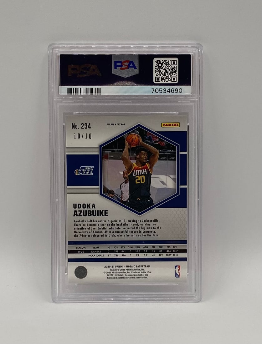 2020 Panini Mosaic Udoka Azubuike Pink Fluorescent Prizm Rookie Card /10 - 2