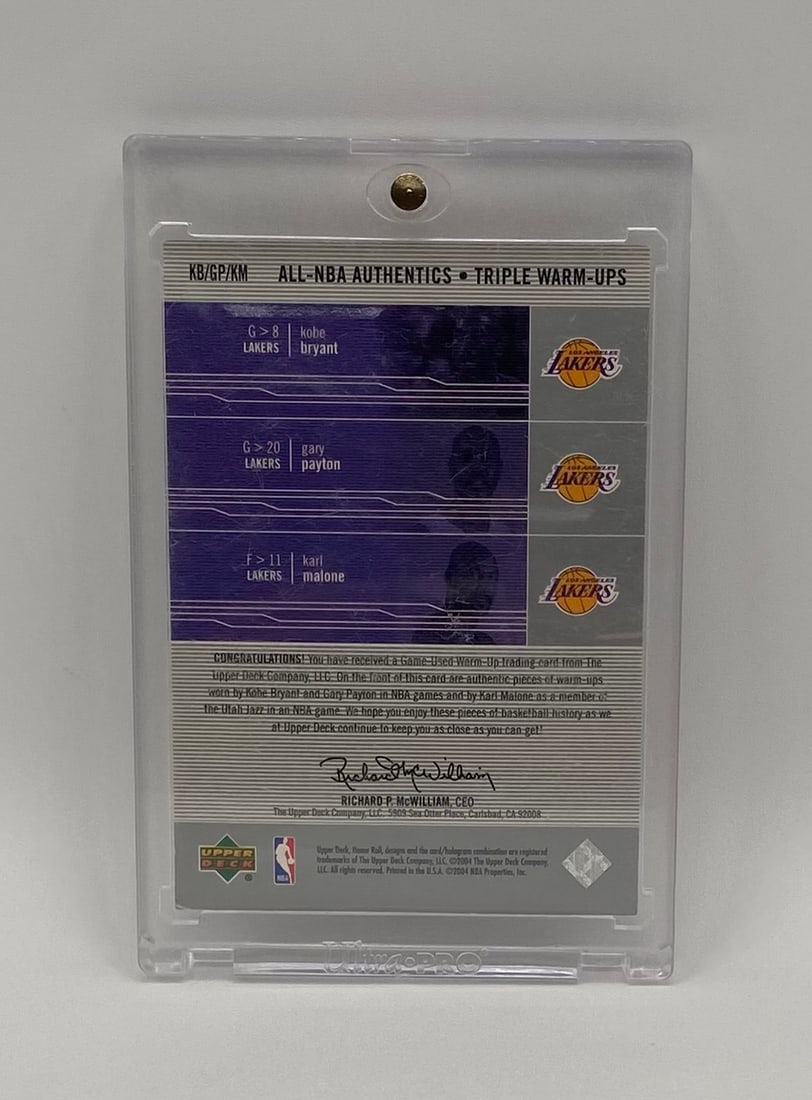2003-04 Upper Deck Kobe Bryant, Gary Payton, Karl Malone Patch Card - 2