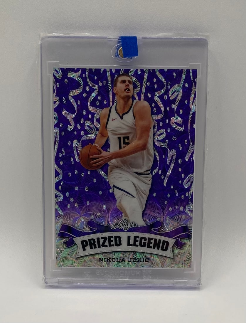 Nikola Jokic Purple Wave Foil /15: Leaf Prized Legend Nikola Jokic Purple Wave Foil Short-Print Insert Numbered /15