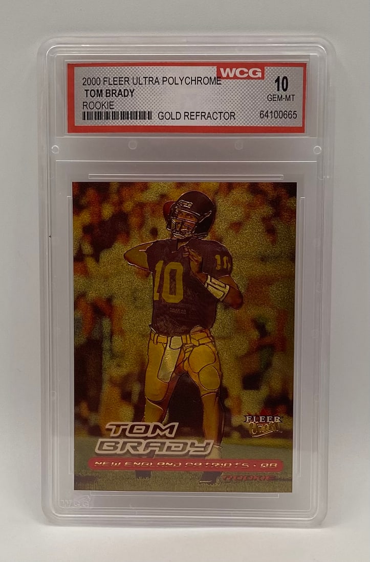 Tom Brady 2000 Fleer Ultra Polychrome Rookie: 2000 Fleer Ultra Polychrome Tom Brady Rookie Gold Refractor Novelty – WCG 10