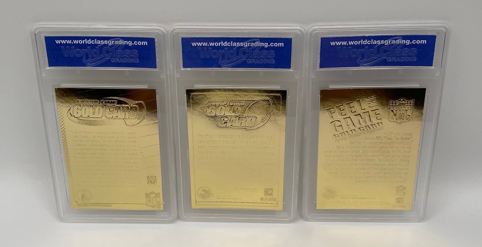 (3) Tom Brady 23KT Gold Metallic Cards - WCG Gem-MT 10 - 2003, 2005, 2006 - 2