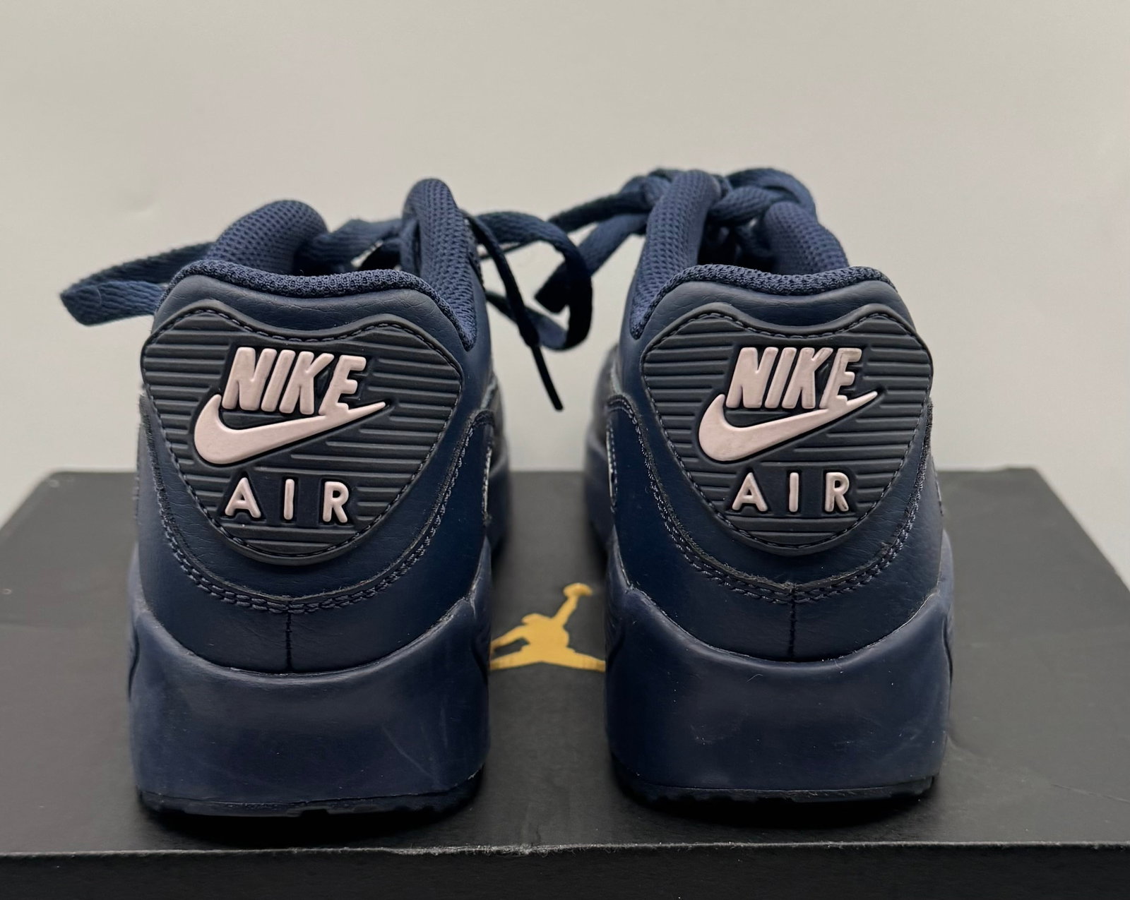 Nike Air Max 90 Leather Sneakers Triple Navy Blue - 2