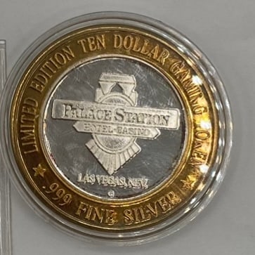 Palace Station Las Vegas $10 Limited Edition Silver Gaming Token - .999 Fine Silver - 2