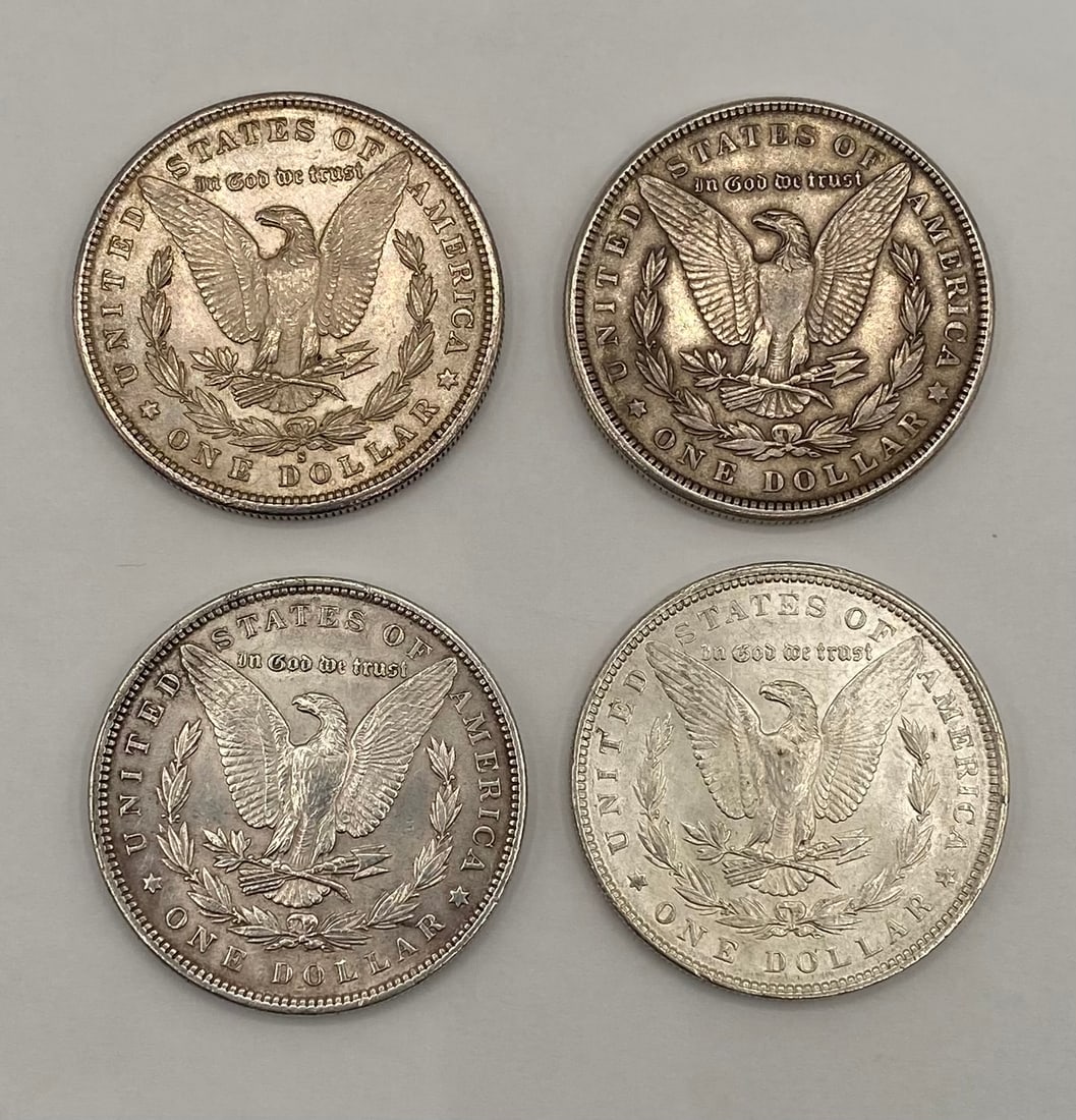 Lot of (4) Vintage Morgan Silver Dollars - 1880, 1889, 1896, 1900 - 2