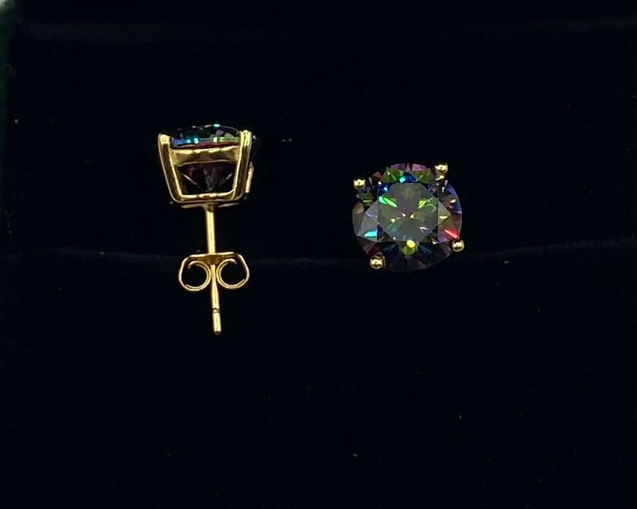 6 CTW Rainbow Moissanite Stud Earrings - 2