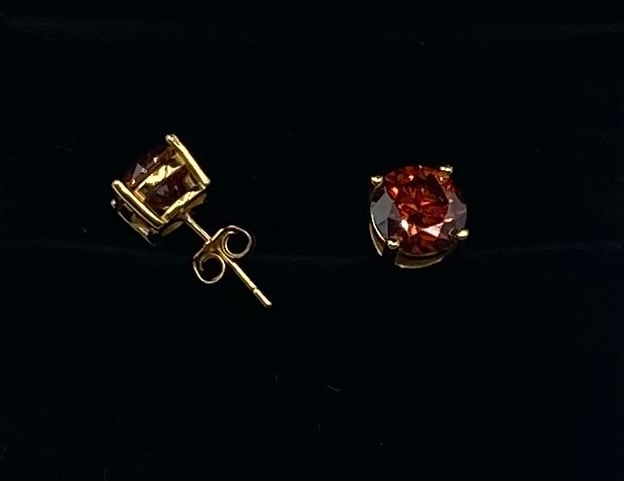 4.00 CTW Round Cut Cognac Moissanite Stud Earrings - 2