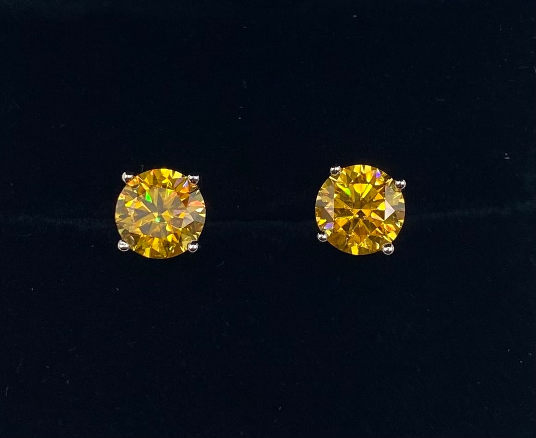 4.00 CTW Round Cut Canary Yellow Moissanite Stud Earrings (1 of 2)