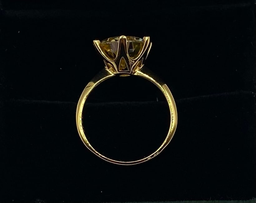 5.00 Ct Round Brilliant Cut Moissanite Solitaire Ring in 18K Yellow Gold Over Silver - 2