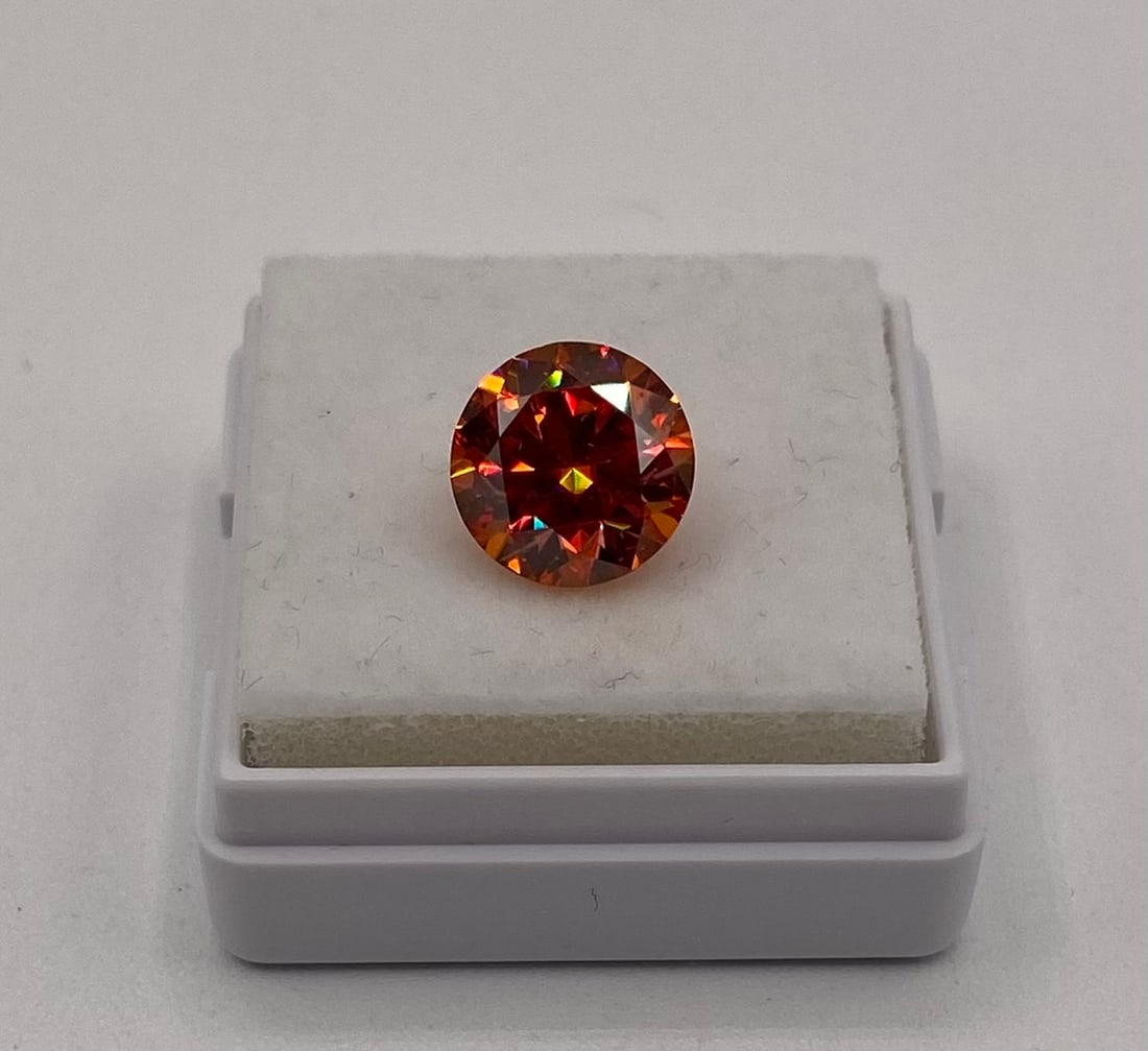 3.00 CT Round Brilliant Cut Moissanite - Garnet - GRA Certified (1 of 1)