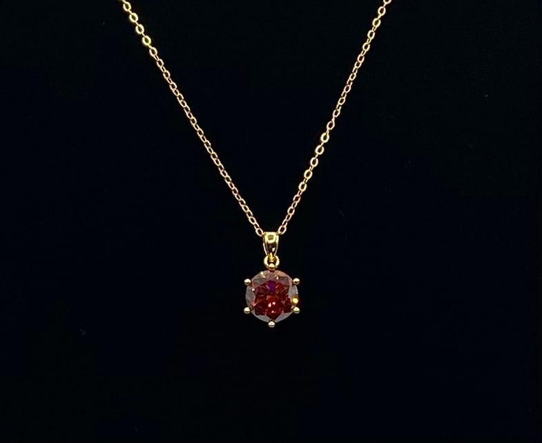 Red Ruby-Hue Moissanite Pendant Necklace (1 of 2)