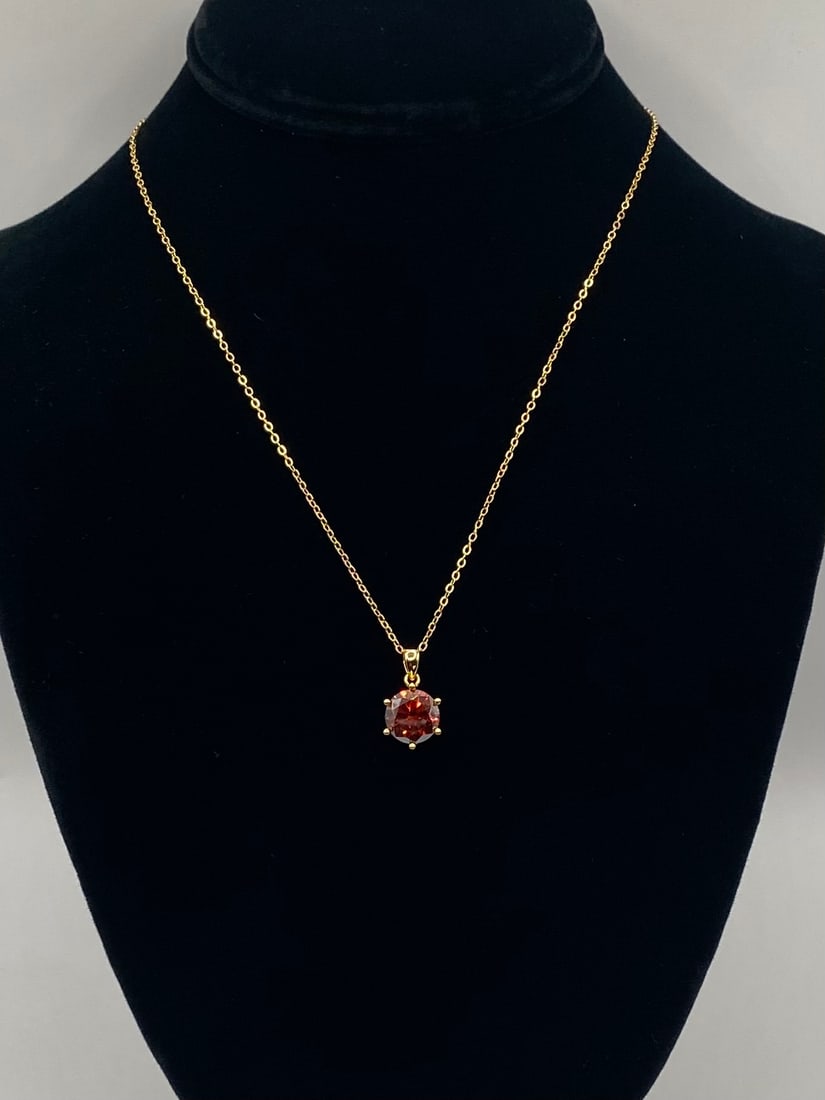 Red Ruby-Hue Moissanite Pendant Necklace - 2