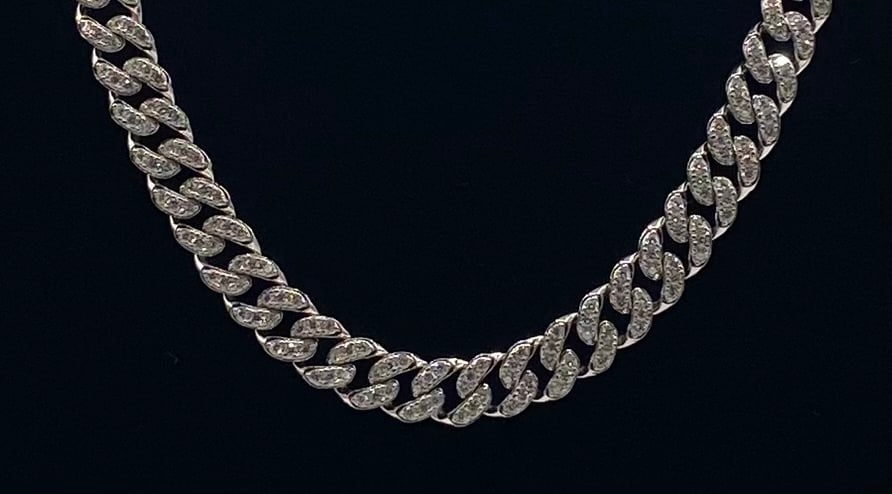 20" Moissanite Iced-Out Cuban Link Chain Necklace - 18K White Gold Vermeil - 2