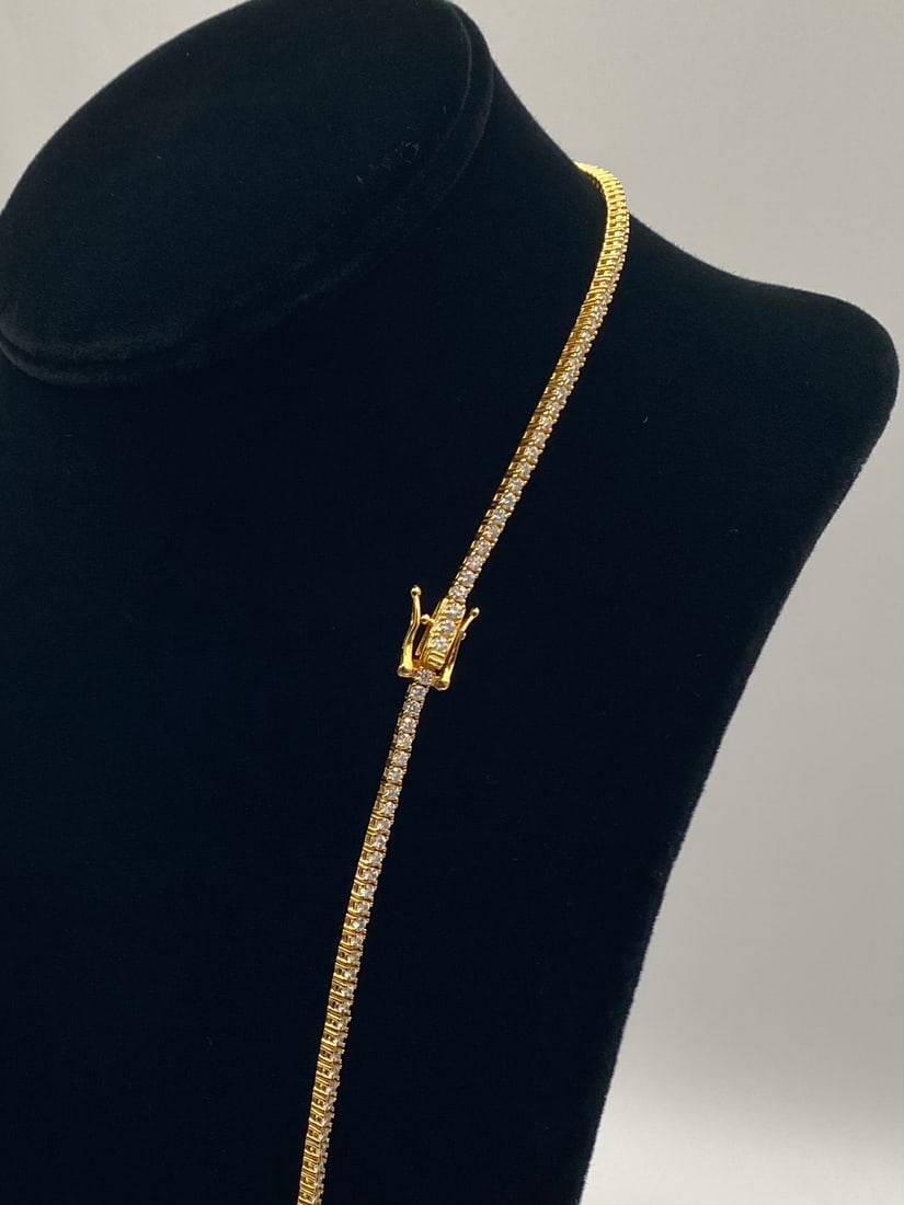 24" Moissanite Tennis Necklace 18K Gold Vermeil S925 - 2