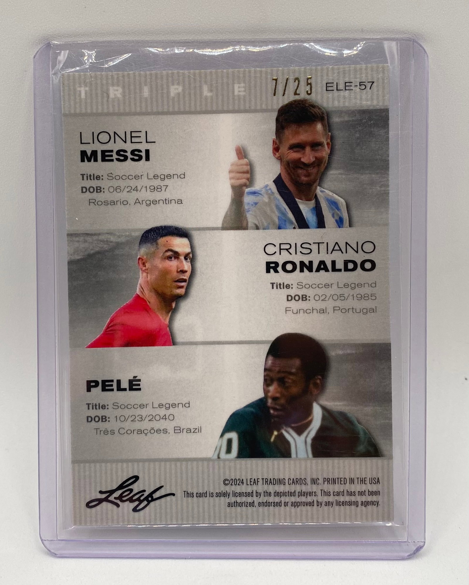 Lionel Messi, Cristiano Ronaldo, and Pelé Refractor /25 - 2