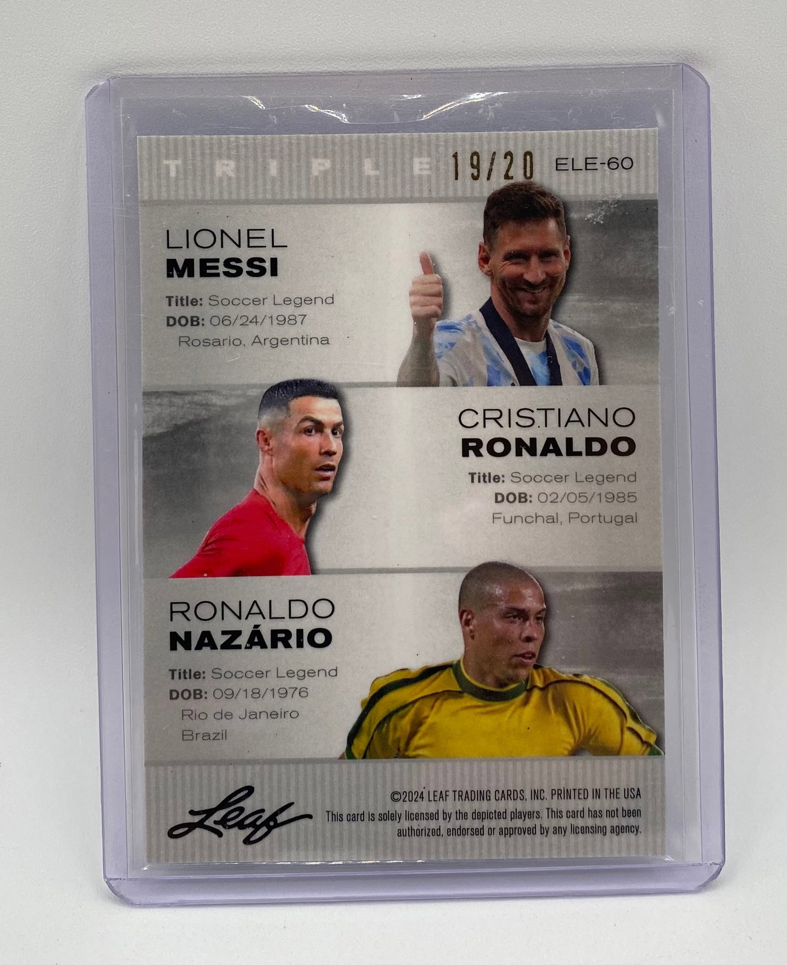 Lionel Messi, Cristiano Ronaldo, and Ronaldo Nazário Blue Refractor /20 - 2