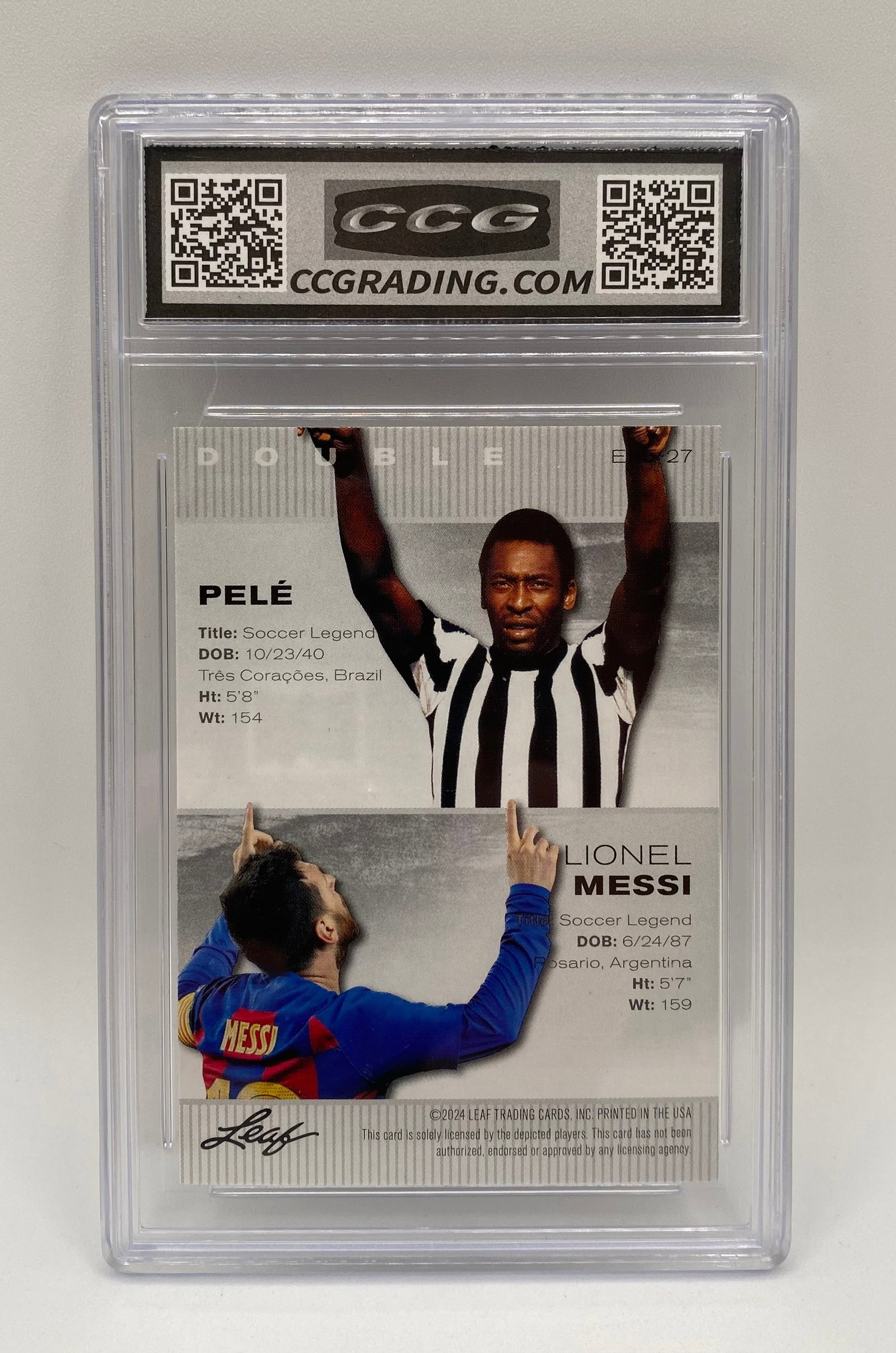 2024 Leaf Sp. Release #ELE27 Pelé / Lionel Messi Dual - CCG 10 Gem Mint - 2