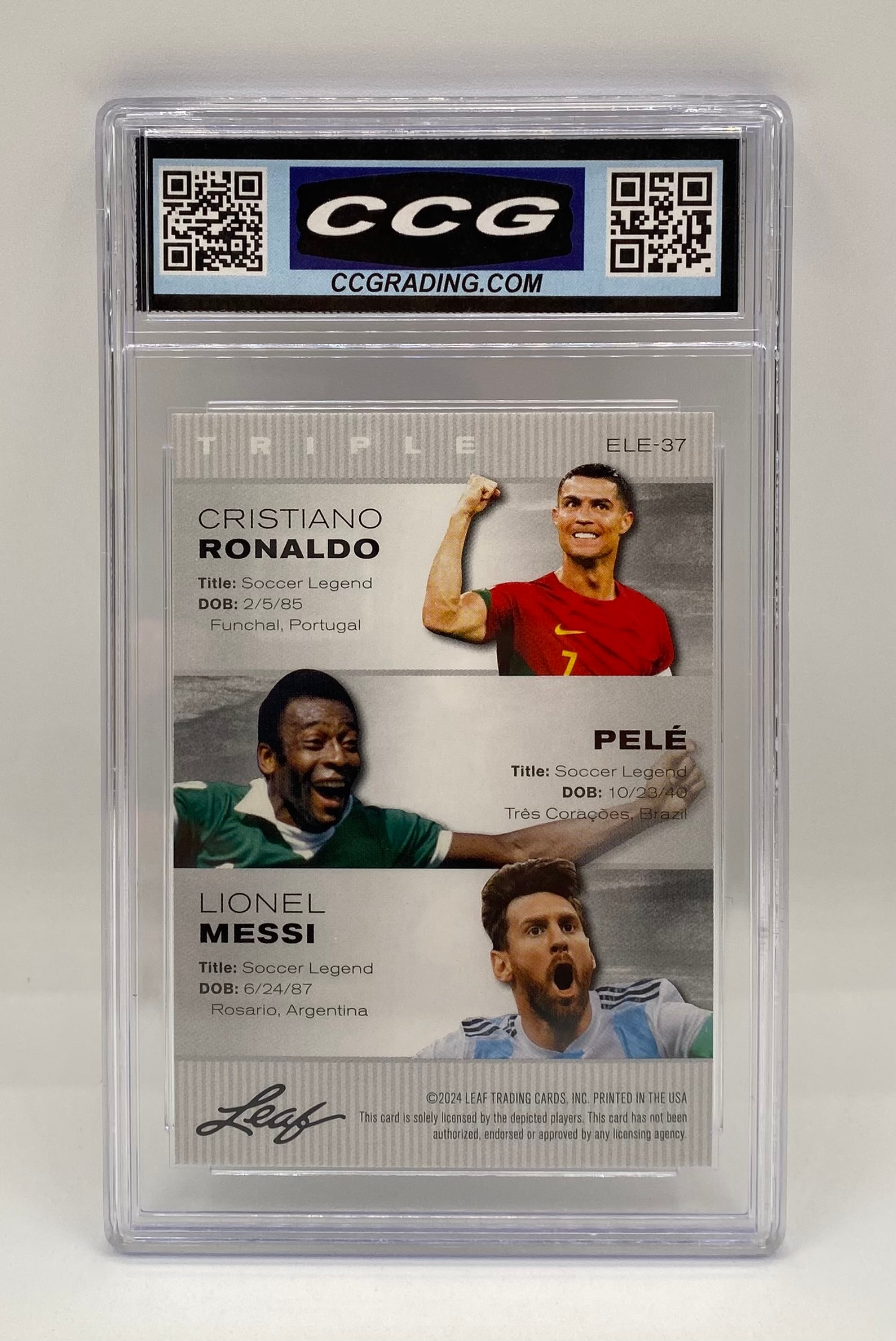 2024 Leaf Cristiano Ronaldo, Pelé, and Lionel Messi - 2