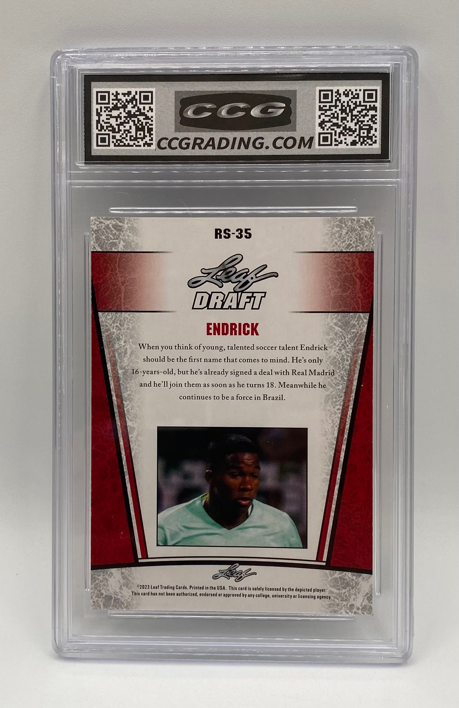 2023 Leaf Draft Rookie Silver #RS35 Endrick - CCG 9.5 Mint+ - 2