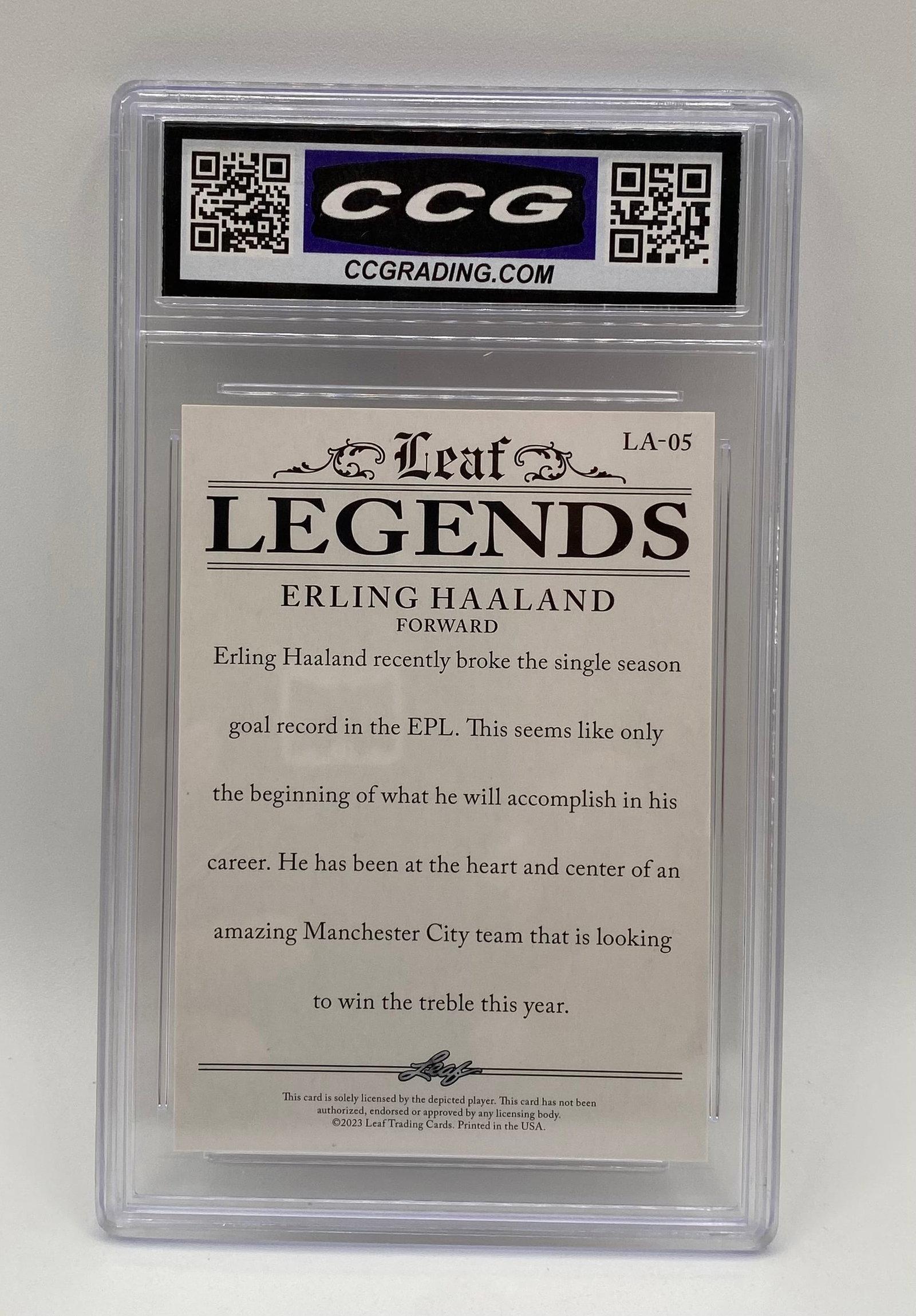 2023 Leaf Legends Achievements #LA05 Erling Haaland - CCG 10 Gem Mint - 2