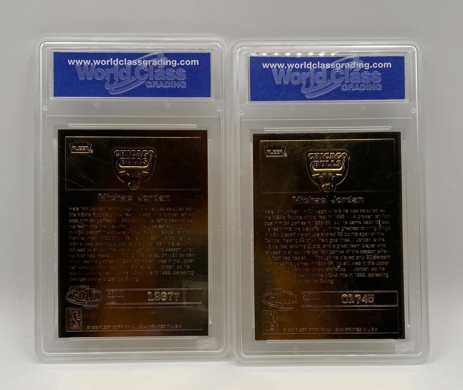 Michael Jordan 1998 Fleer 23kt Gold "1986 Rookie Sticker" Pair (WCG 10) - 2