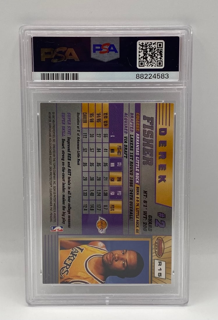 1996 Bowman's Best Derek Fisher Rookie Card PSA 9 Mint - 2