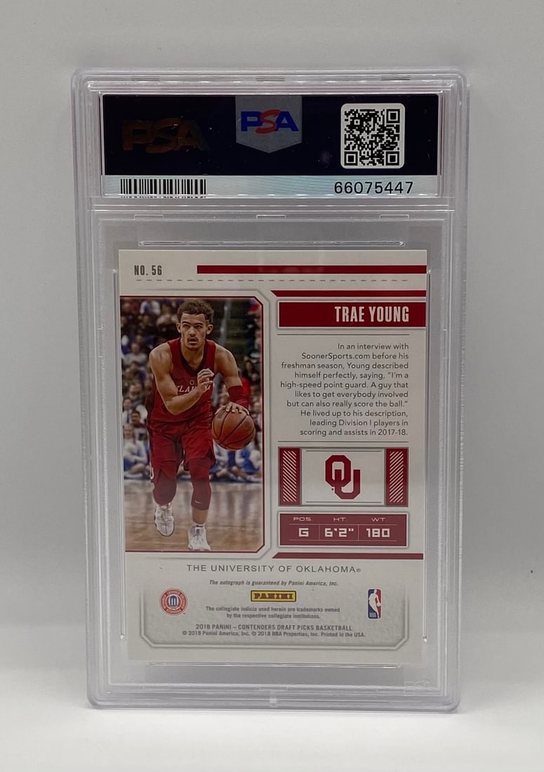2018 Panini Contenders DP Trae Young On-Card Autograph Rookie Ticket – PSA 9 / Auto 10 - 2
