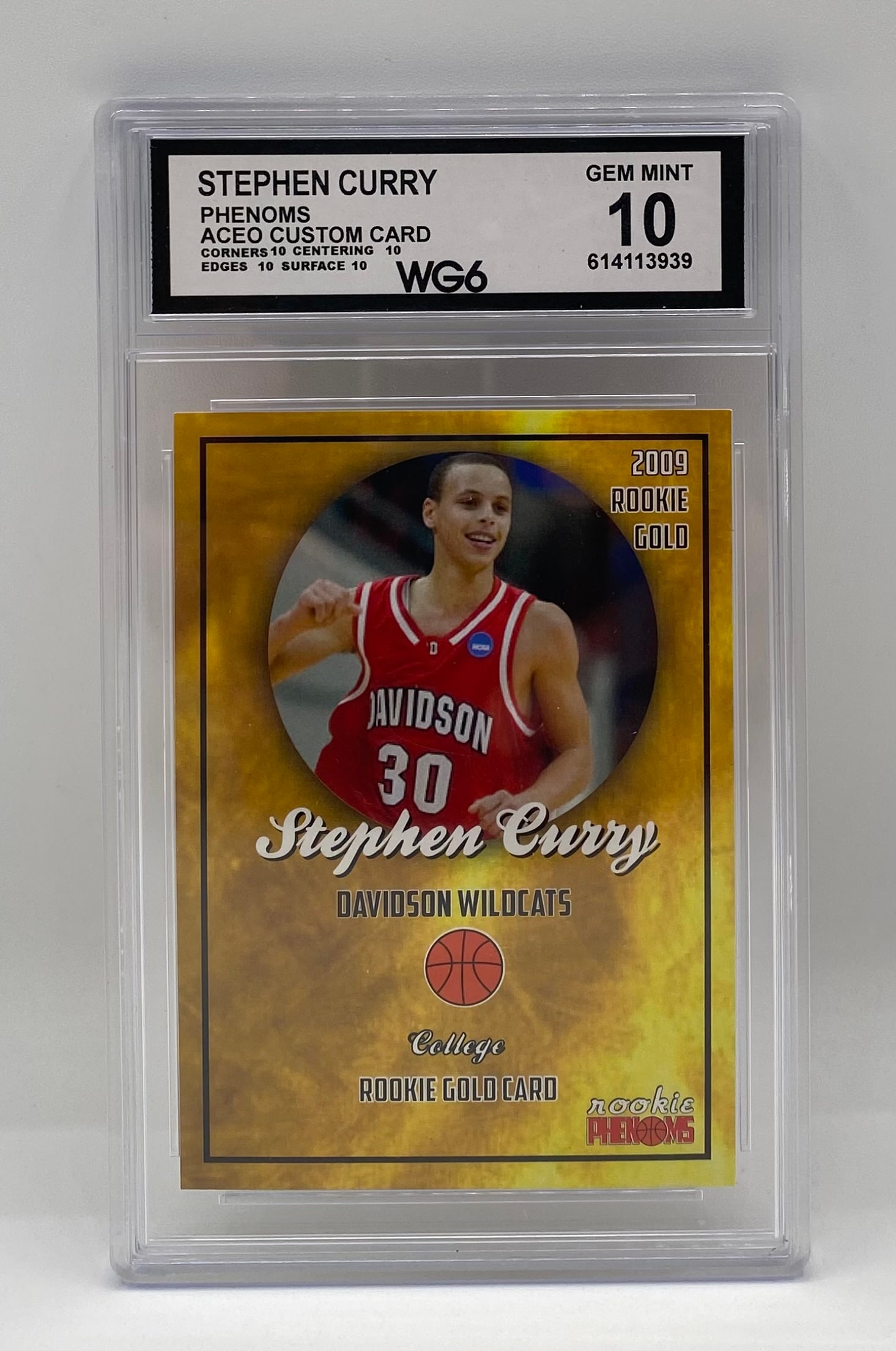2009 Stephen Curry Davidson Wildcats ACEO Rookie Gold Card – WG6 Graded Gem Mint 10 (1 of 2)