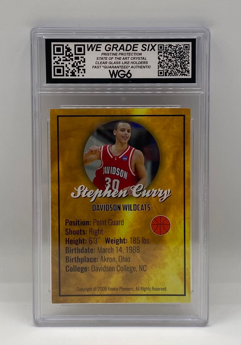 2009 Stephen Curry Davidson Wildcats ACEO Rookie Gold Card – WG6 Graded Gem Mint 10 - 2
