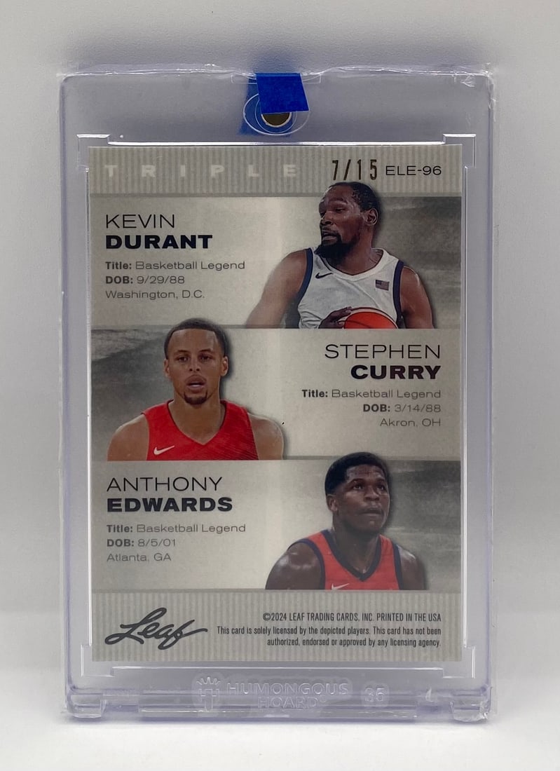 Kevin Durant, Stephen Curry, and Anthony Edwards Purple Refractor /15 - 2