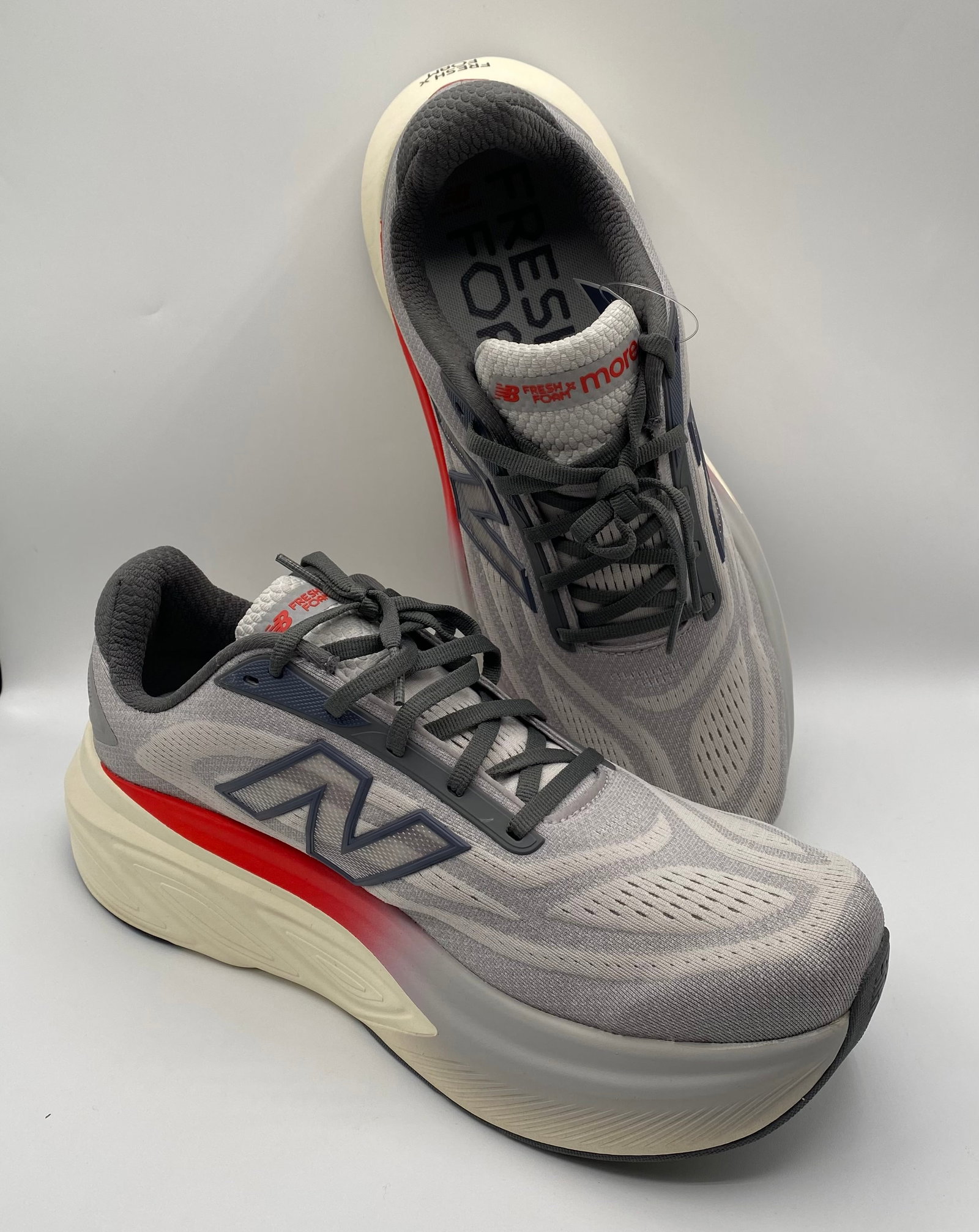 New Balance Fresh Foam X More v6 Running Shoes - Grey/Red - Men's Size 11 (New) - 2