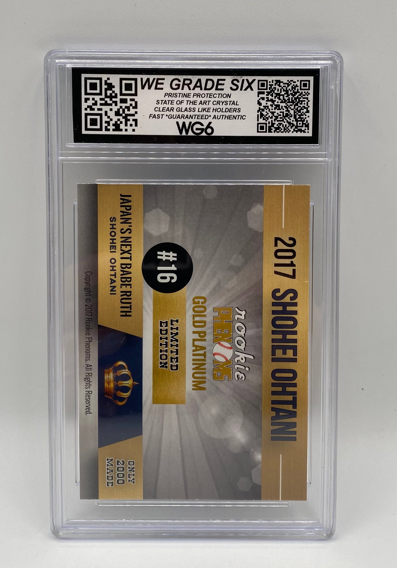 2017 Shohei Ohtani WG6 Gem Mint 10 ACEO Card - Gold Platinum Ltd Ed - 2