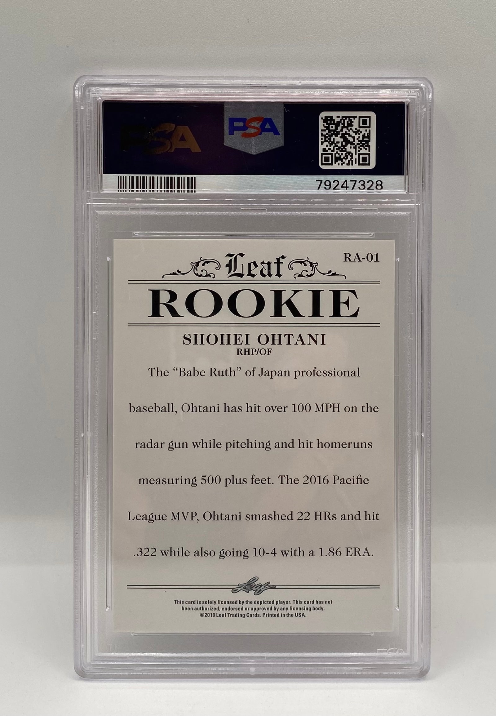 2018 Leaf Rookie #RA-01 Shohei Ohtani Achievement - PSA 10 Gem Mint - 2