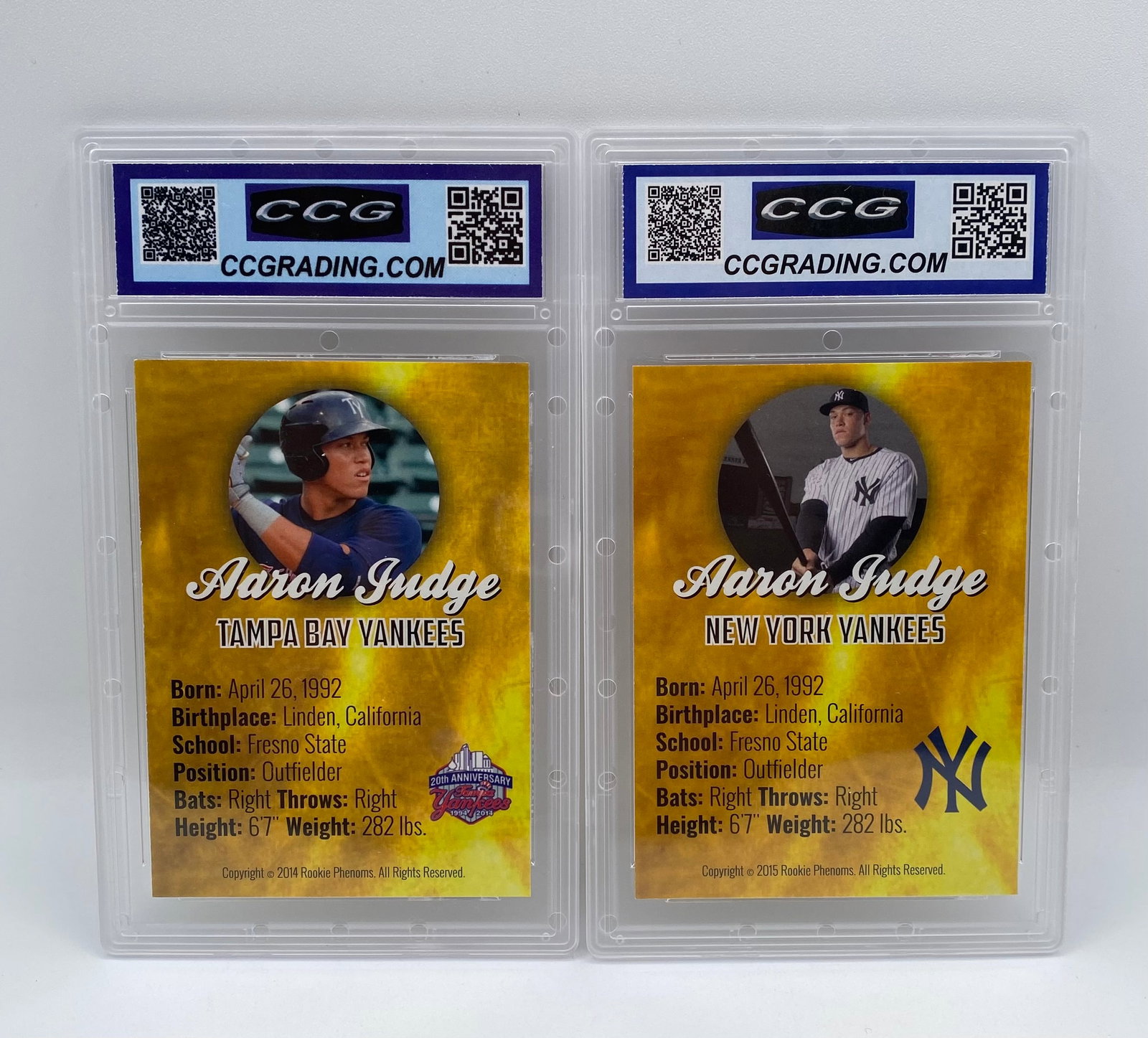 (2) Aaron Judge Gold Rookie Phenoms & Gems Cards – CCG 10 GEM MINT - 2