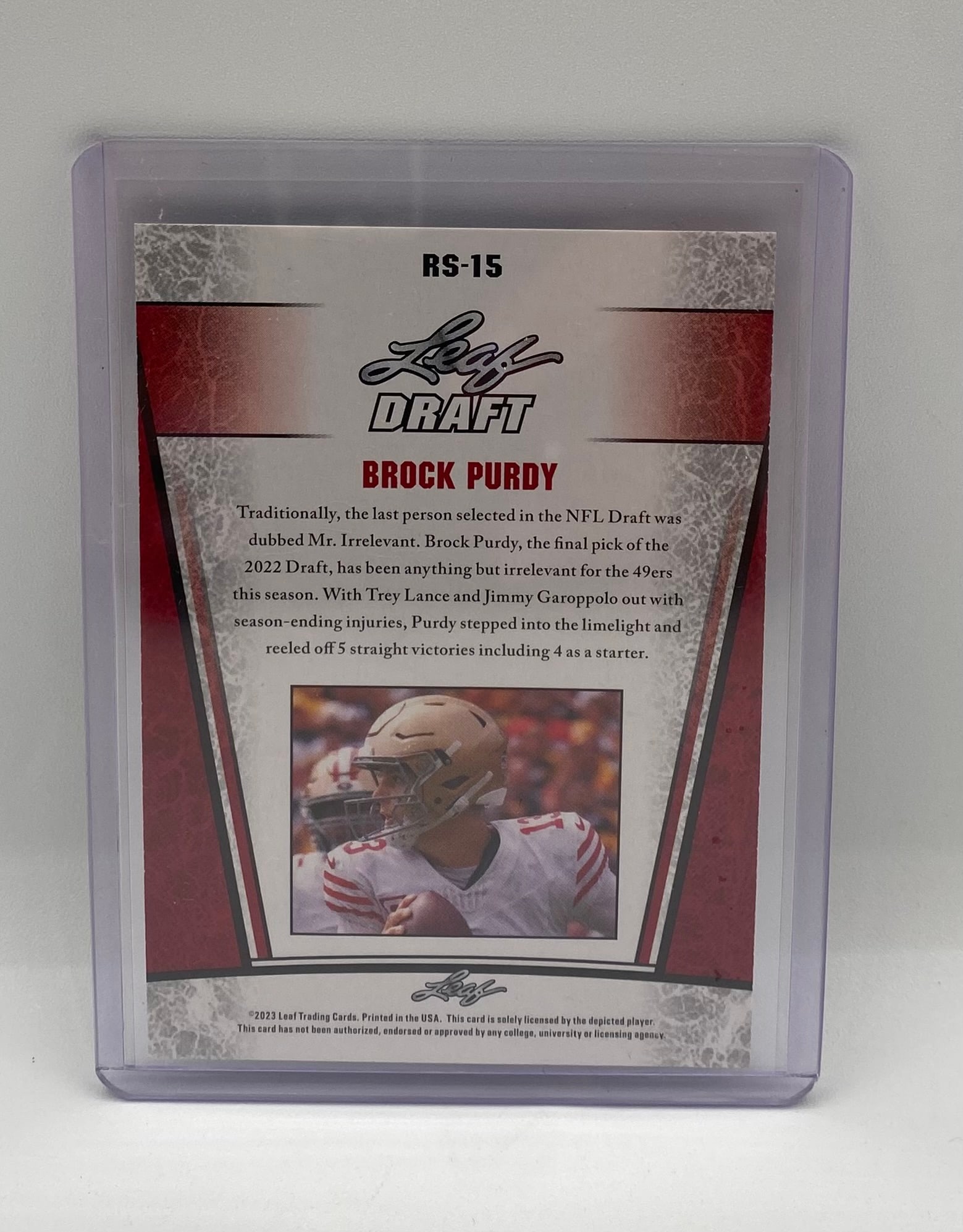 Brock Purdy Leaf Rookie Football Card – Serial Numbered 5/25 - 2