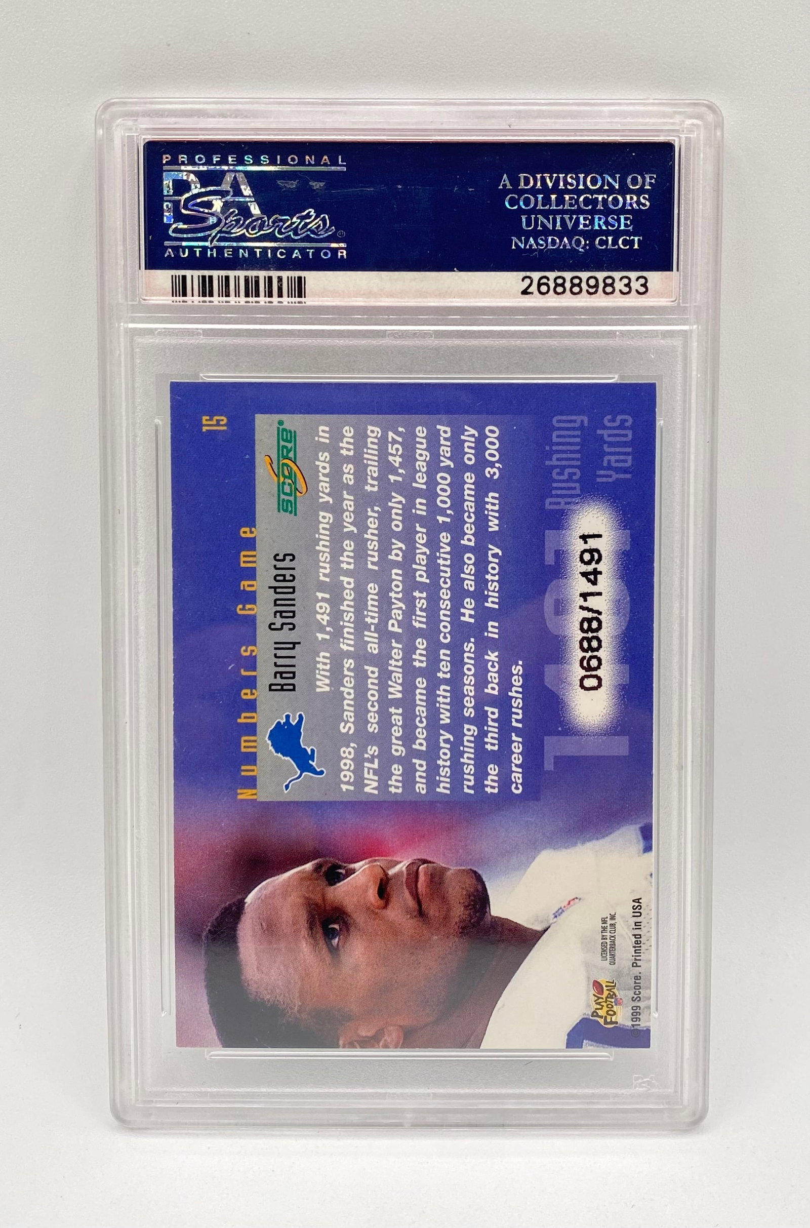 1999 Score Barry Sanders Numbers Game /1491 - 2