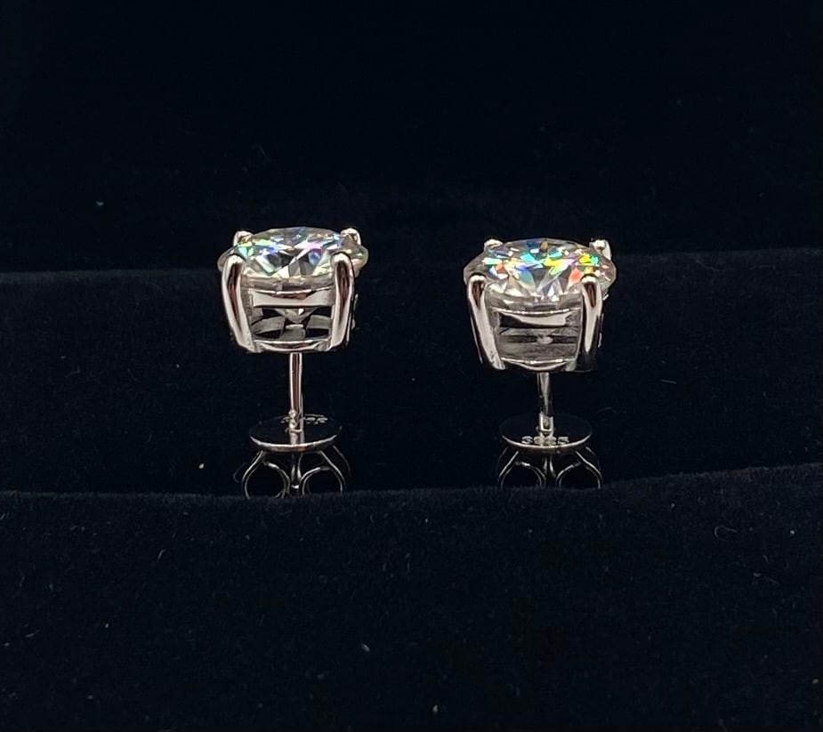 4.00 CTW Round Brilliant Cut Moissanite 6-Prong Stud Earrings in 18K - 2